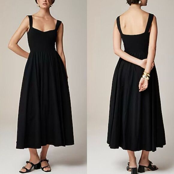 Dresses & Skirts - J.CREW Tank Midi Dress Women XXS Poplin Skirt NEW Black A-Line Pockets CA647